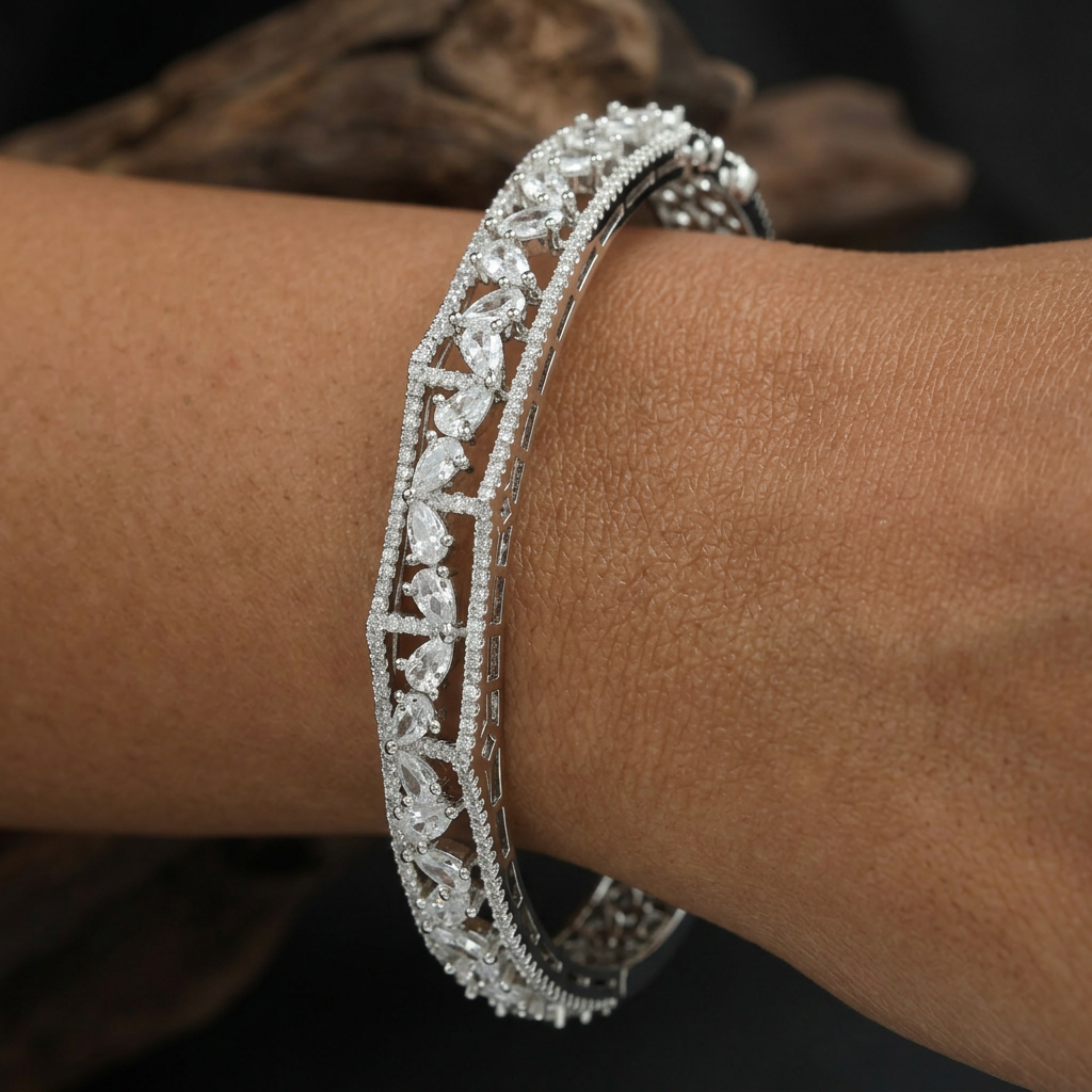 Leaf Vine Statement Kada with Floral Framework Detailing
