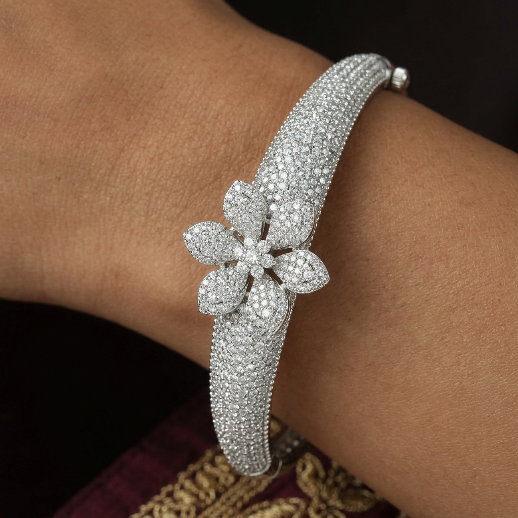 Garden Bloom Designer Kada with Refined Floral Silhouette