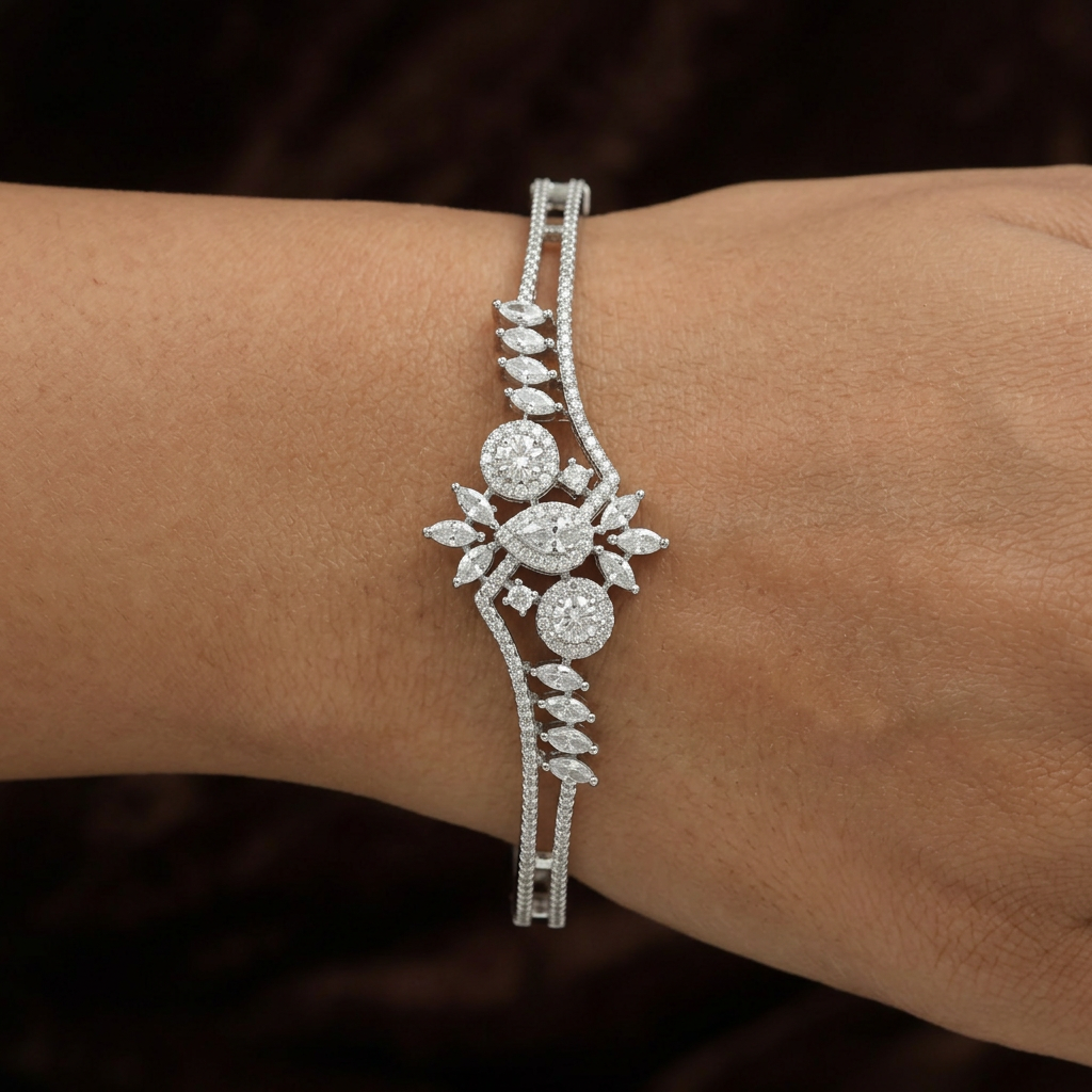 Bloom Cluster Statement Kada with Layered Floral Motif Design