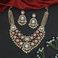 Traditional Openwork Kundan Necklace with Multi Strand Side Chains and Pendant