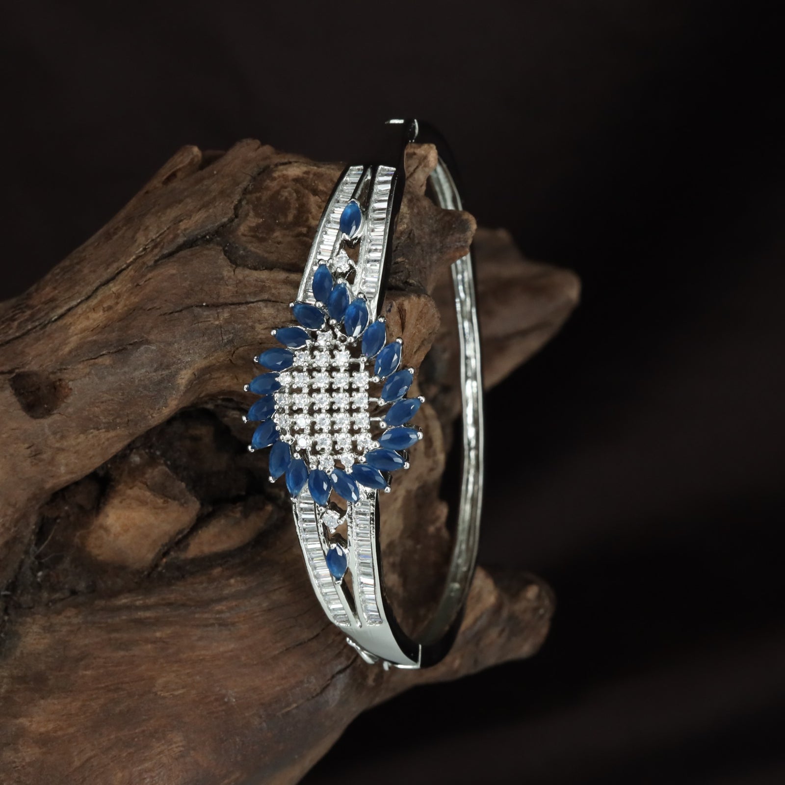 Highline Medallion Kada with Layered Crystal Placement and Open Oval Design