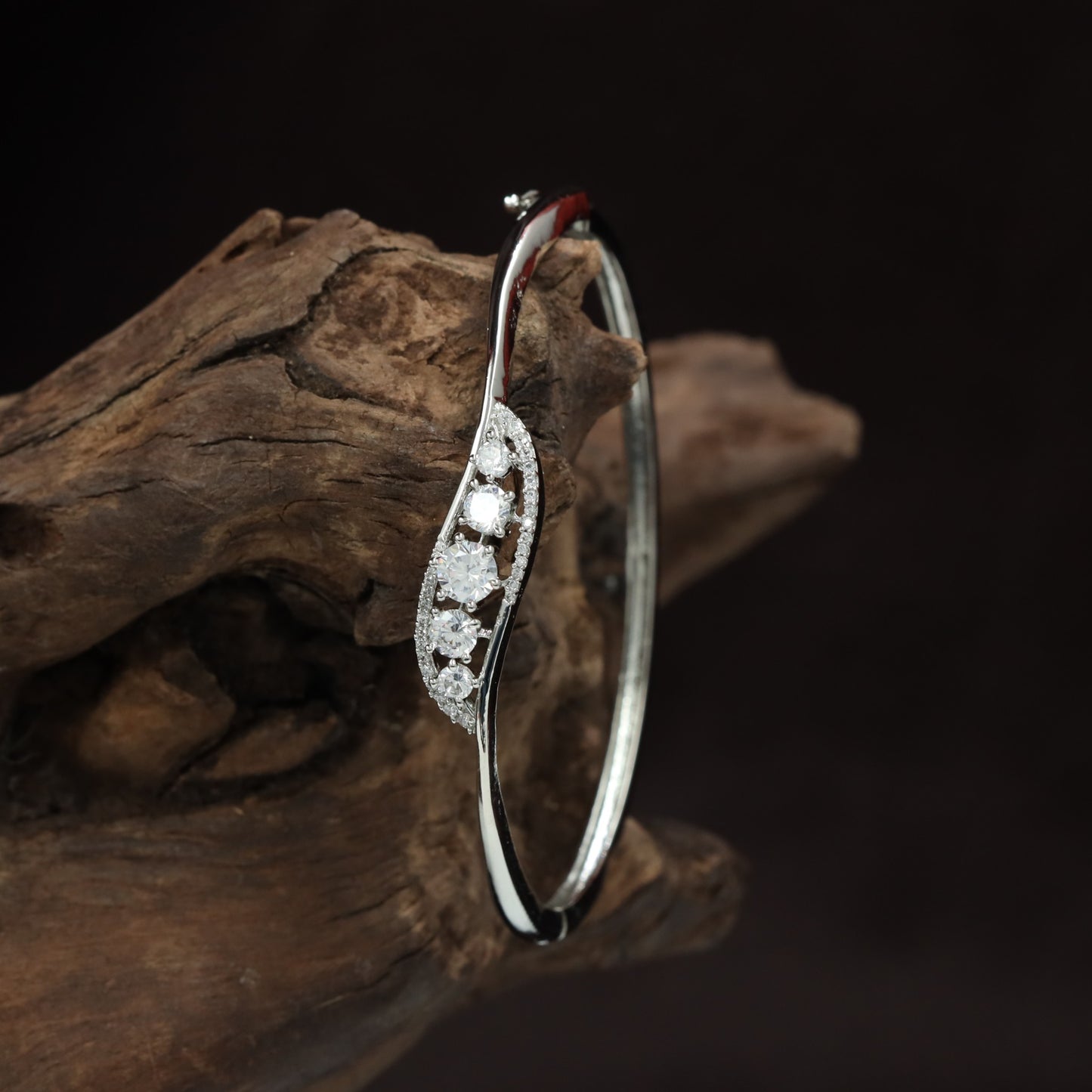 Delicate Leaf Inspired Kada with Graduated Marquise Detailing