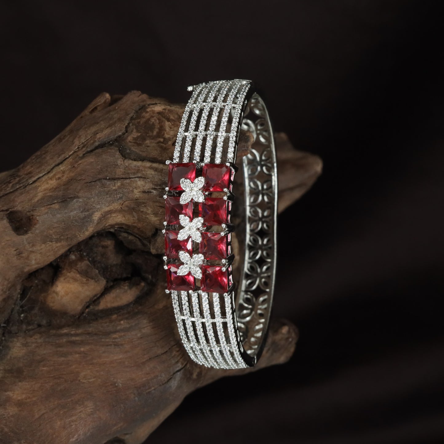 Bloom Kada with Parallel Surface Texture and Raised Floral Alignment