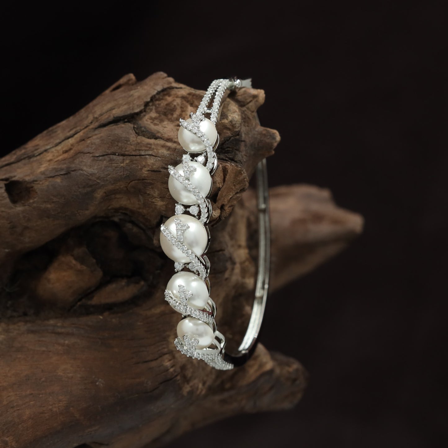 Lustrous Orb Vine Statement Kada with Flowing Crossover Detailing