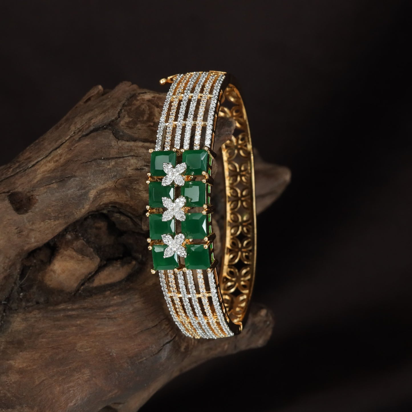 Bloom Kada with Parallel Surface Texture and Raised Floral Alignment