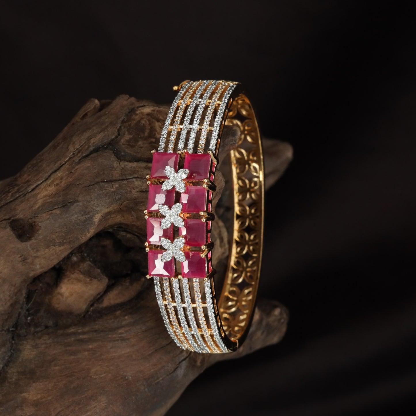 Bloom Kada with Parallel Surface Texture and Raised Floral Alignment
