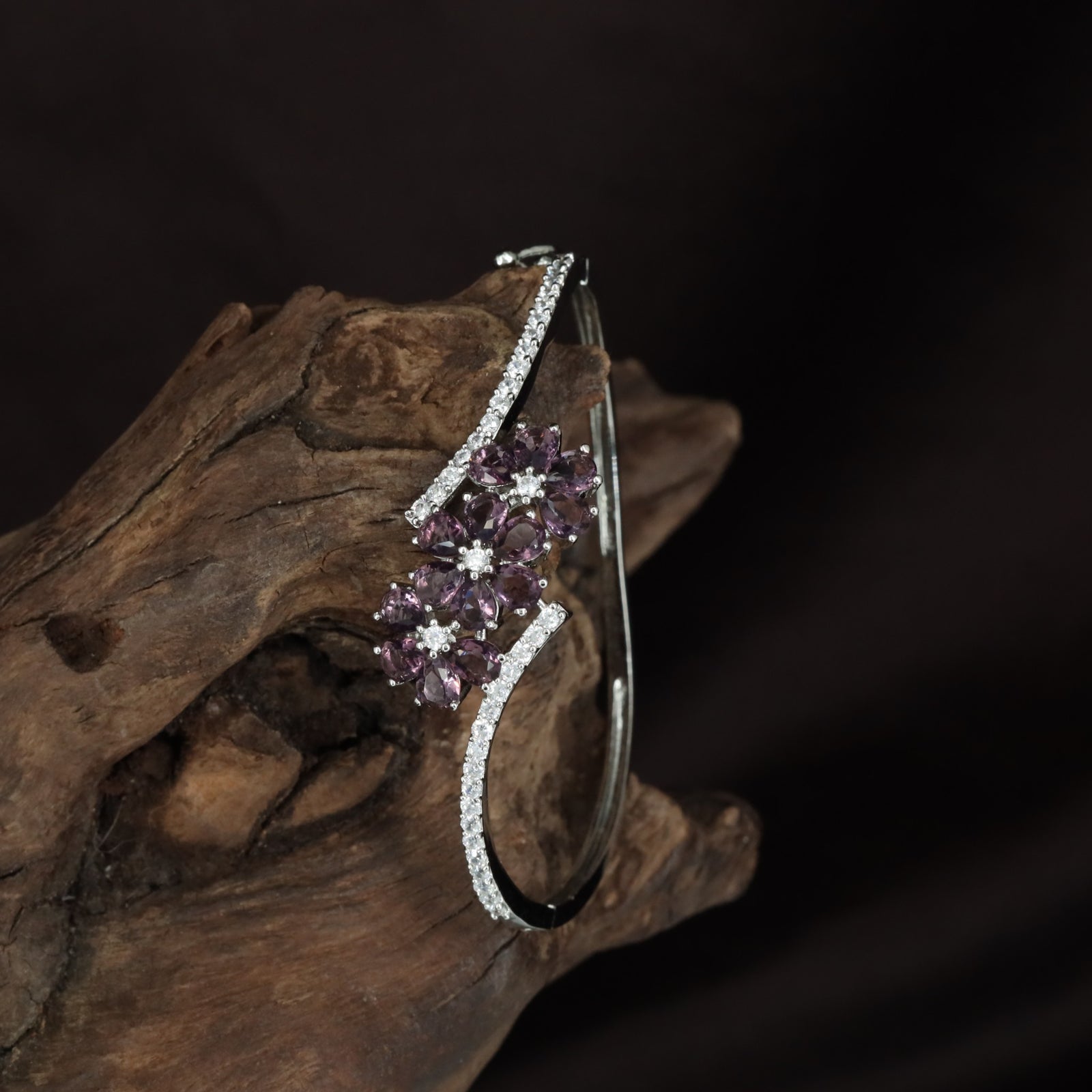 Blossom Kada with Star Floral Accents and Slim Crystal Band Styling