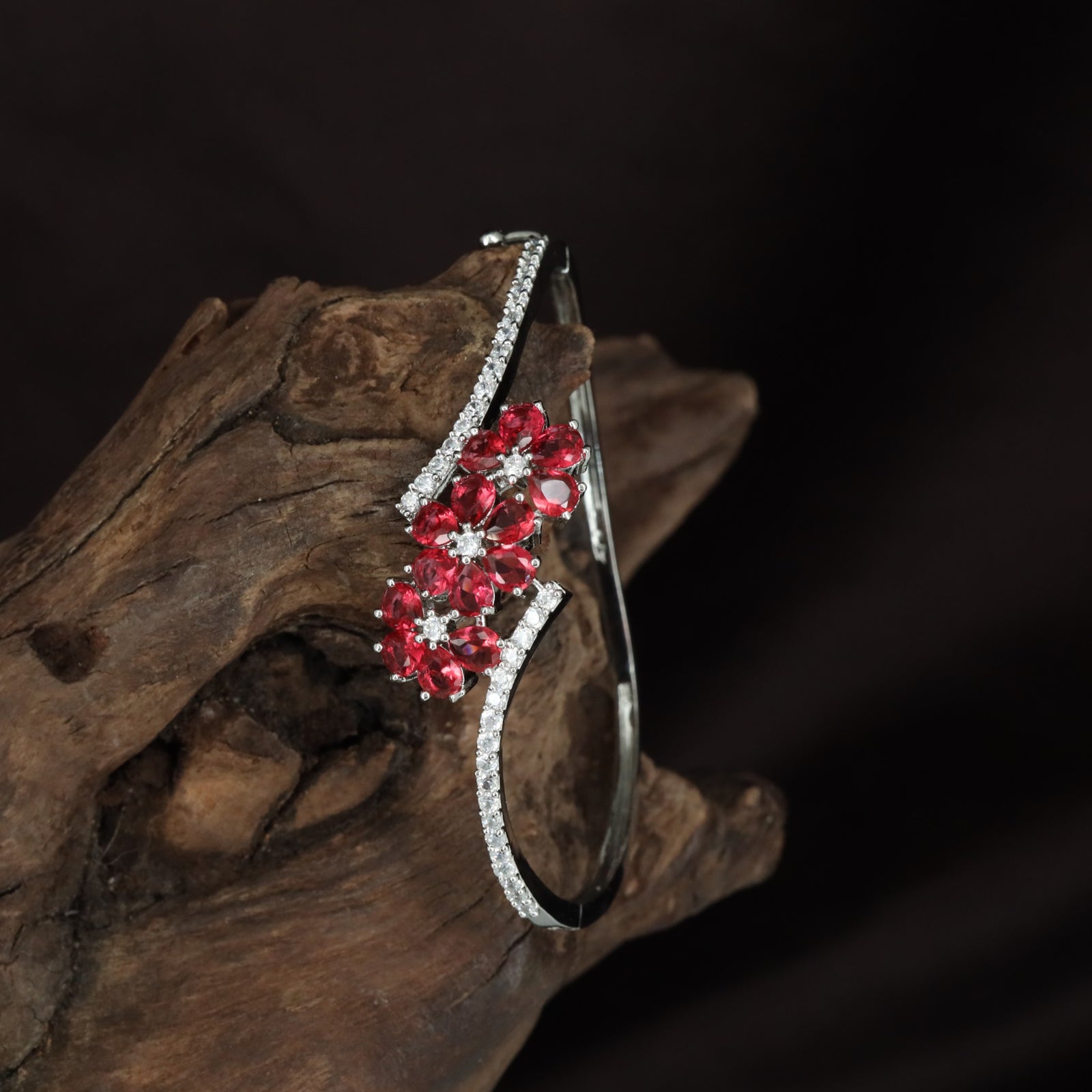 Blossom Kada with Star Floral Accents and Slim Crystal Band Styling