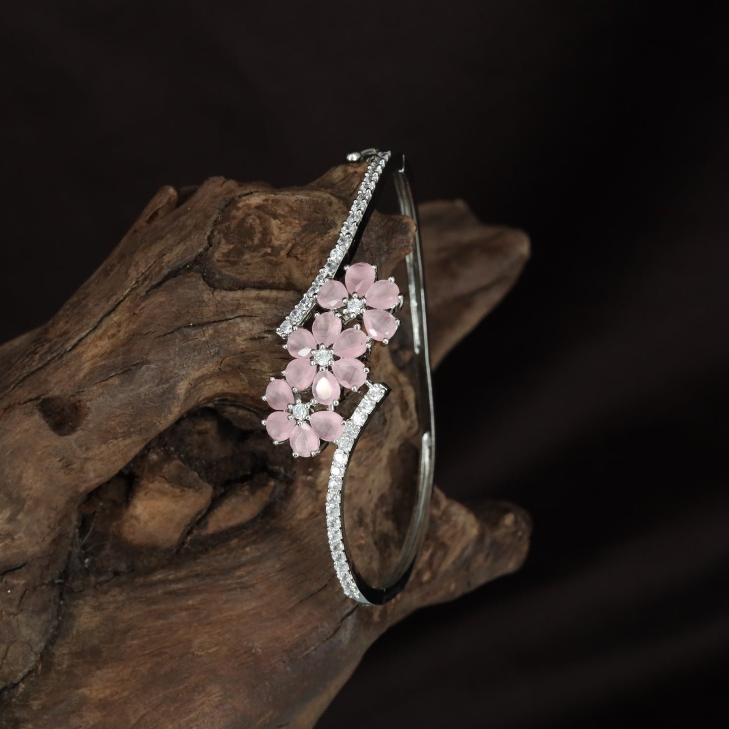 Blossom Kada with Star Floral Accents and Slim Crystal Band Styling