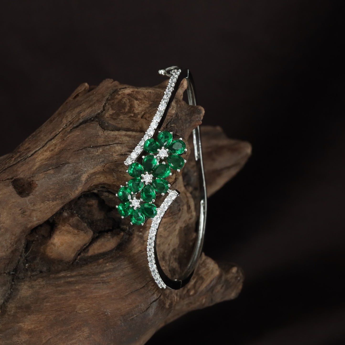 Blossom Kada with Star Floral Accents and Slim Crystal Band Styling
