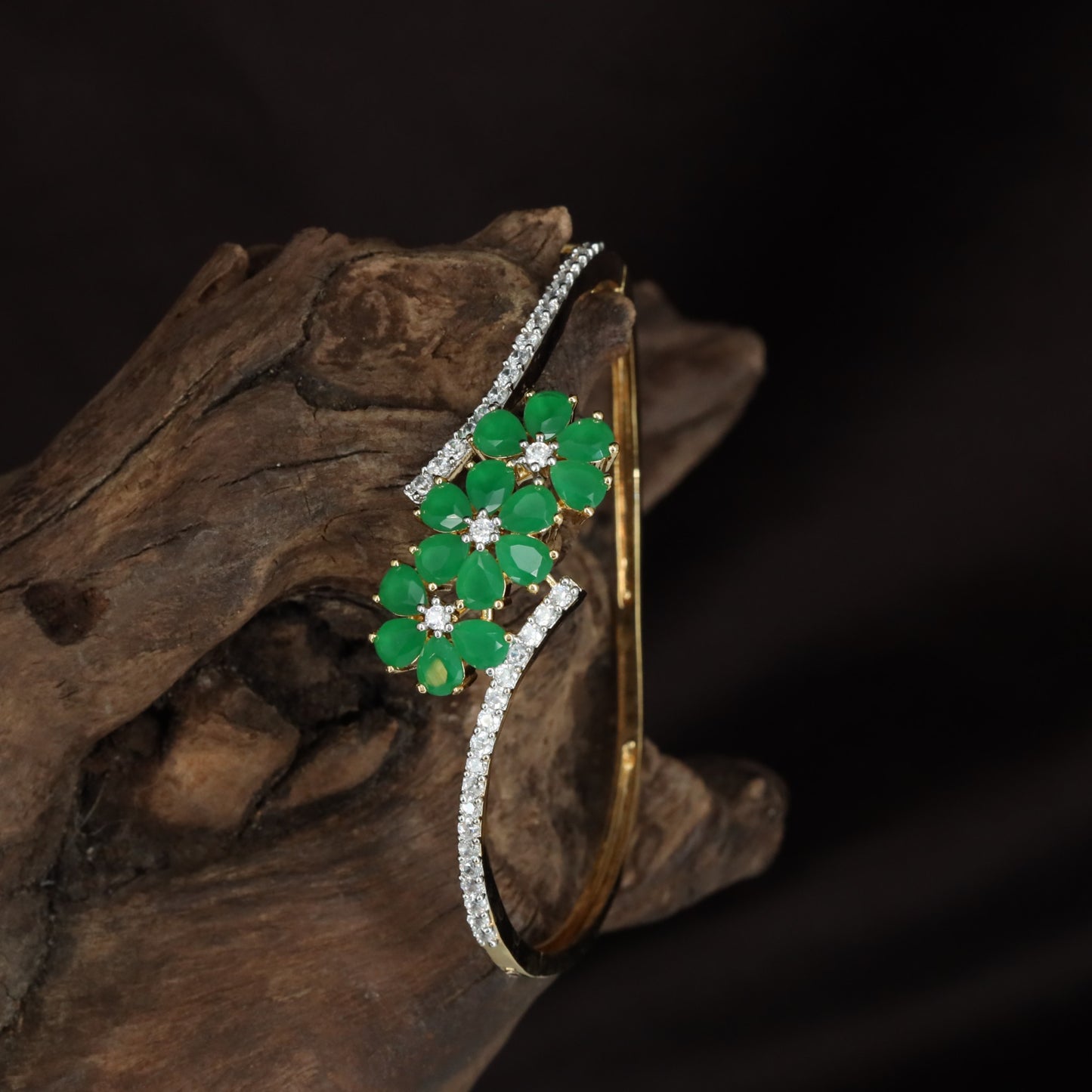 Blossom Kada with Star Floral Accents and Slim Crystal Band Styling