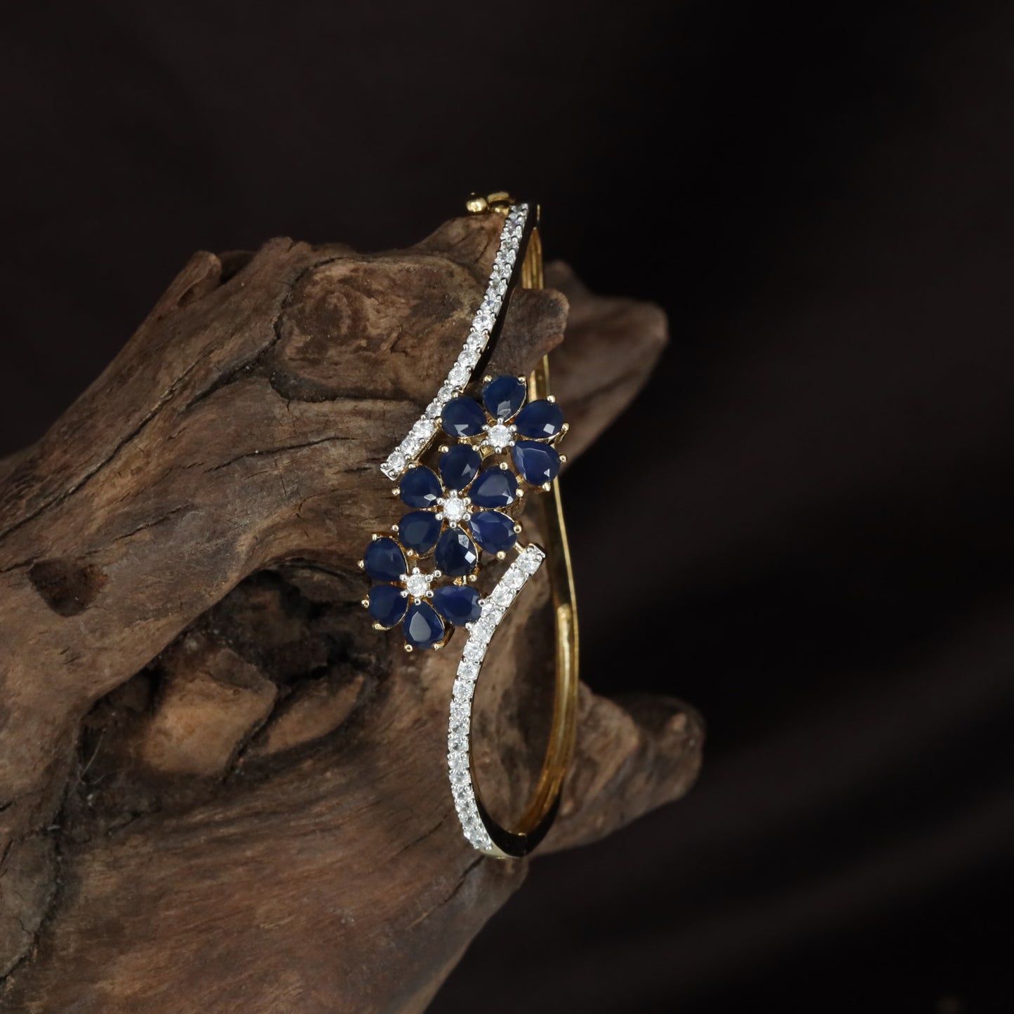 Blossom Kada with Star Floral Accents and Slim Crystal Band Styling