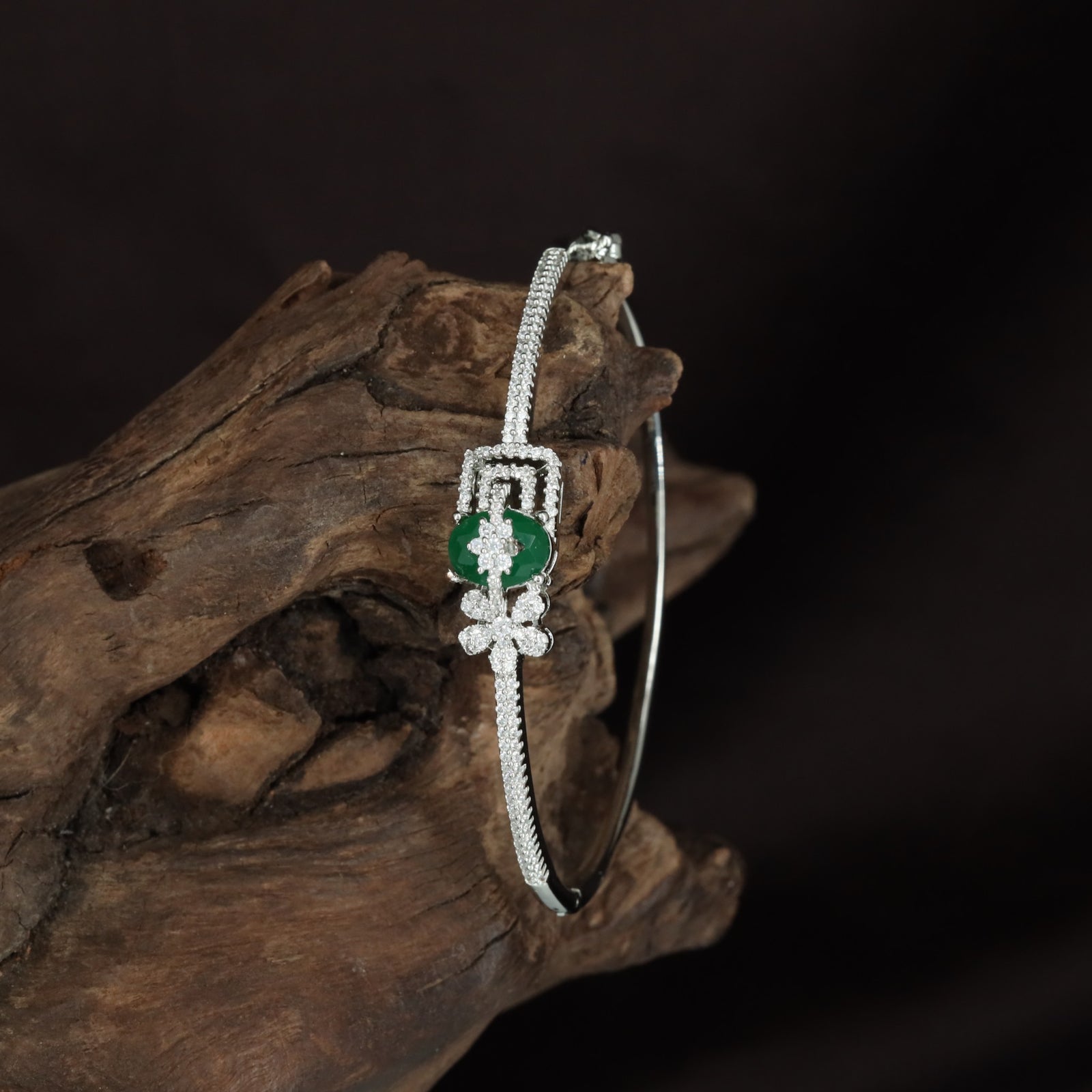 Deltawork Floral Kada with Sculpted Blossom Placement and Minimal Band Flow