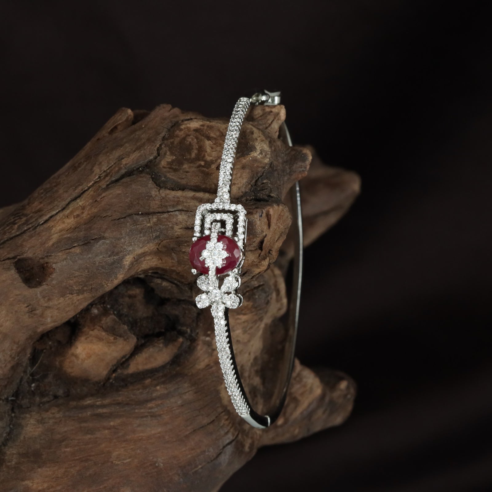 Deltawork Floral Kada with Sculpted Blossom Placement and Minimal Band Flow