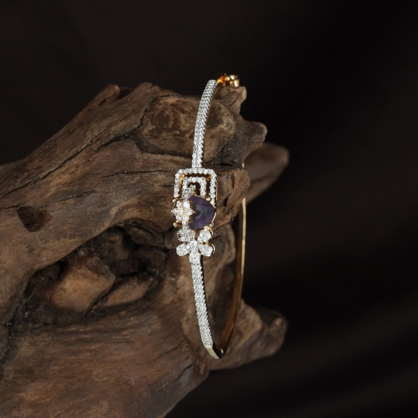 Deltawork Floral Kada with Sculpted Blossom Placement and Minimal Band Flow