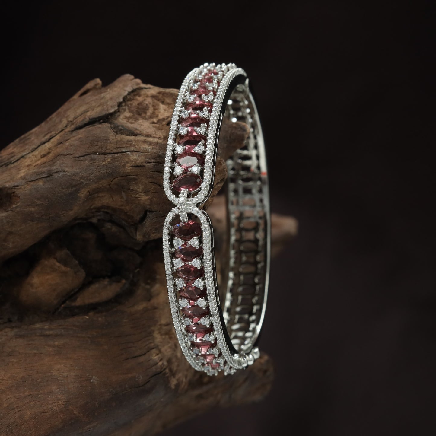 Luxury Ruby Link Kada with Double Oval Medallion Detail