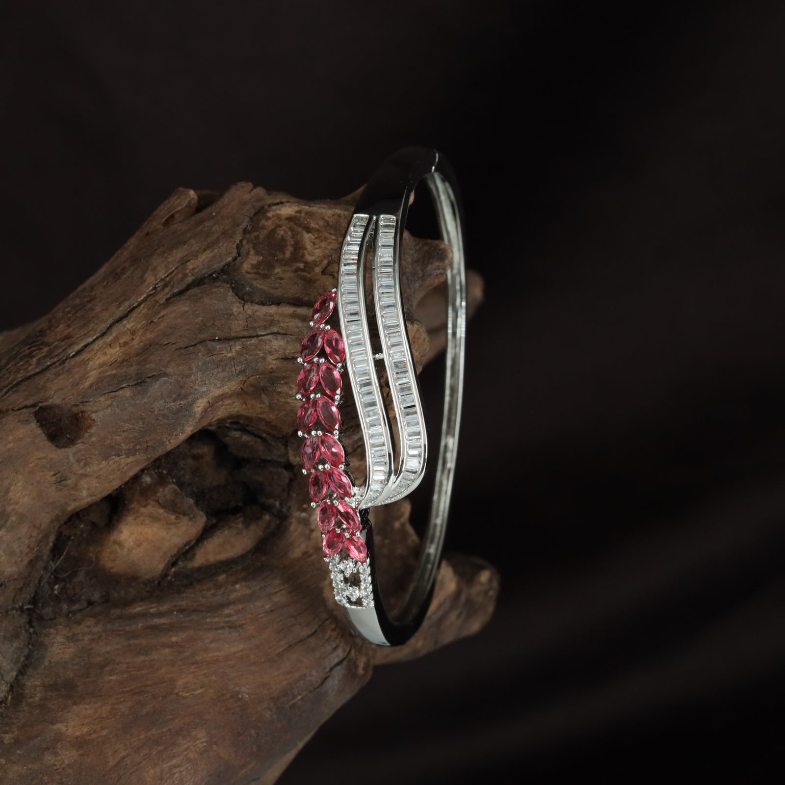 Bronzeline Blossom Kada with Marquise Flower Arrangement and Open Curve Styling