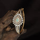 Graphite Crest Kada with Sculpted Geometric Texture and Multi Line Structure
