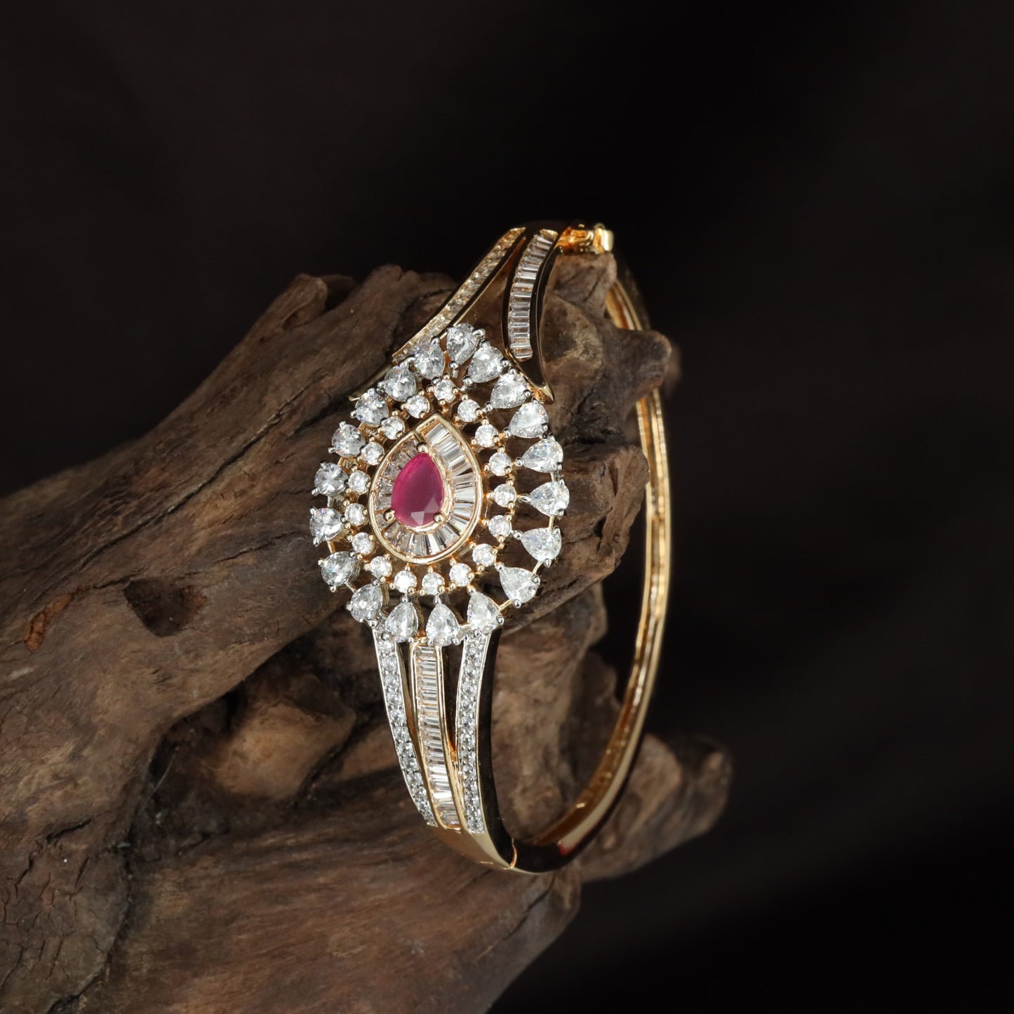 Graphite Crest Kada with Sculpted Geometric Texture and Multi Line Structure