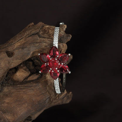 Floral Kada with Layered Flower Formation and Crystal Border Flow