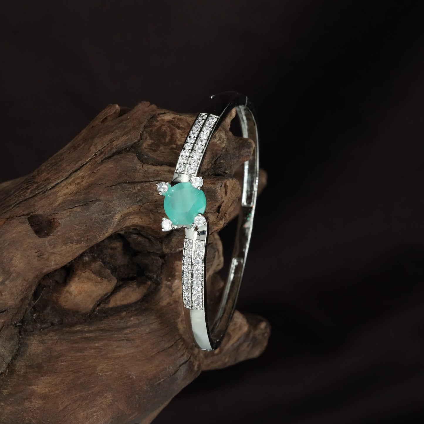 Chromevault Blossom Kada with Sculpted Floral Placement and Slim Band Flow