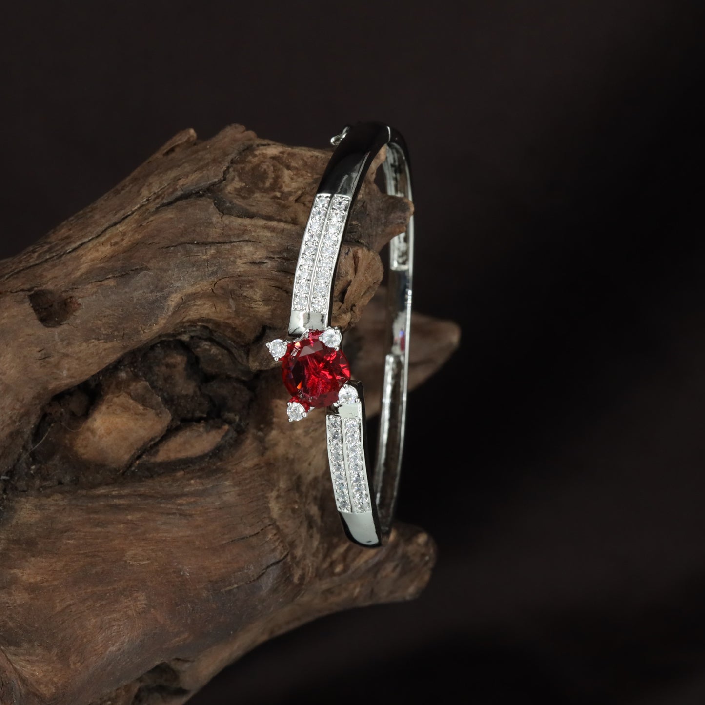 Chromevault Blossom Kada with Sculpted Floral Placement and Slim Band Flow