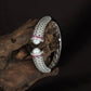 Facet Dome Kada with Braided Texture Styling and Twin Pearl Placement