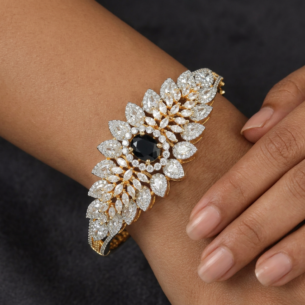 Premium Leaf Vine Kada with Statement Oval Centre Design
