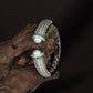Facet Dome Kada with Braided Texture Styling and Twin Pearl Placement