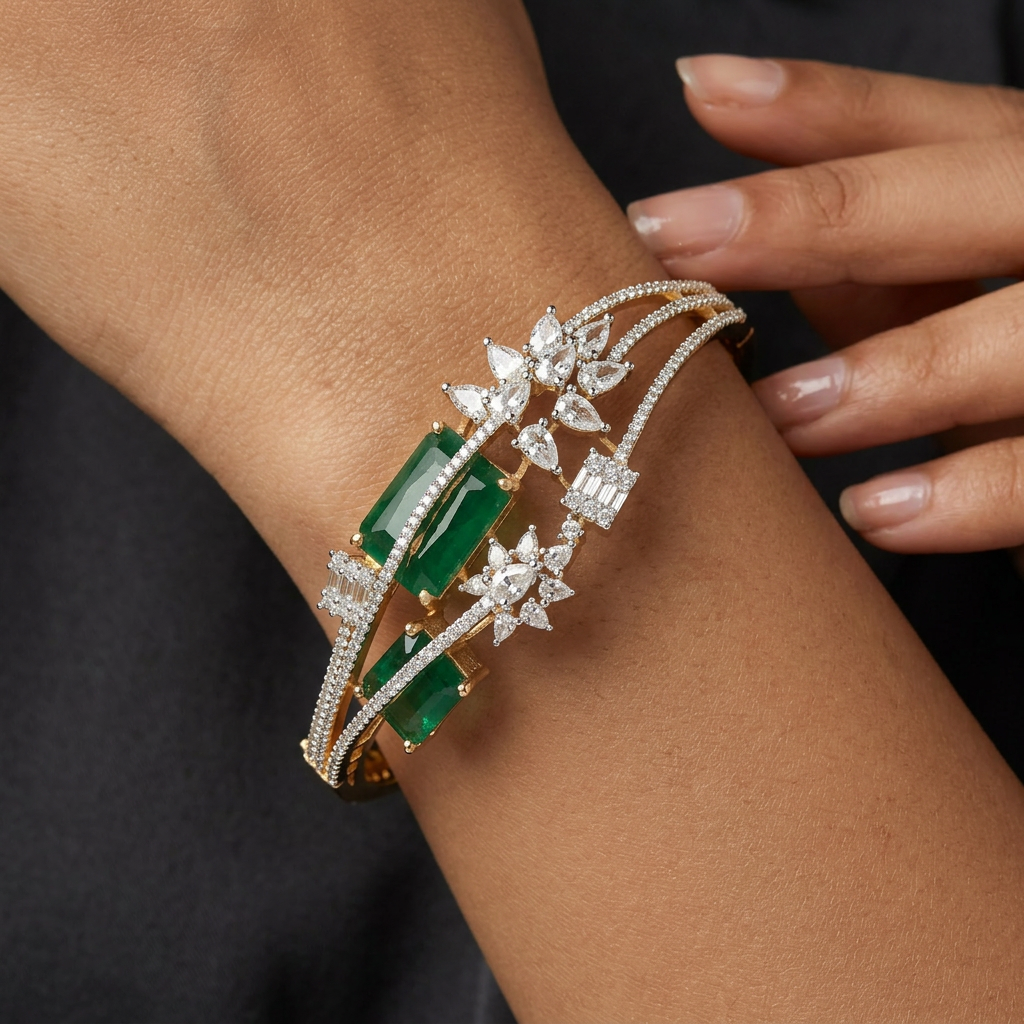 Floral Star Motif Kada with Structured Frame Design