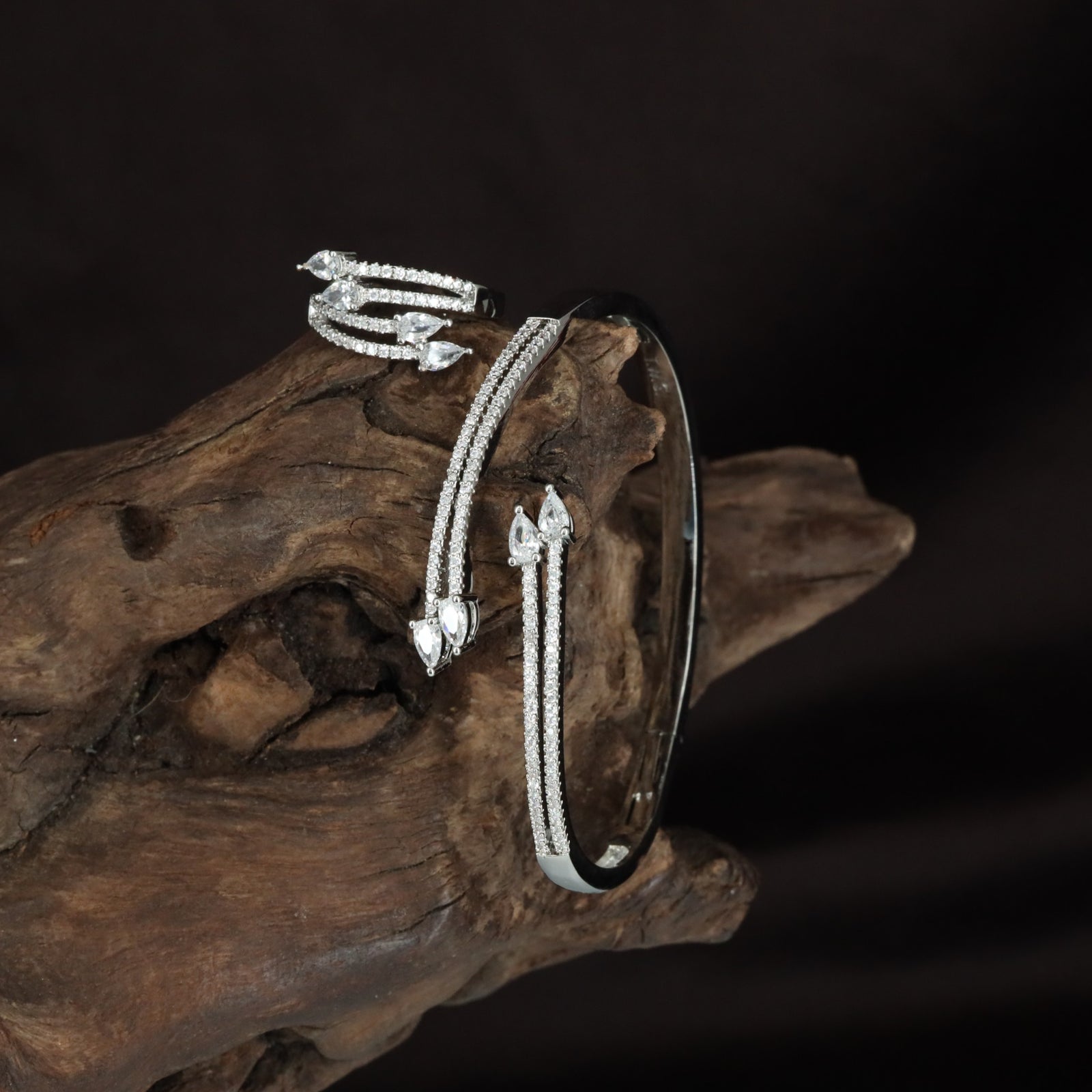 Adjustable Crystal Kada with Matching Finger Ring