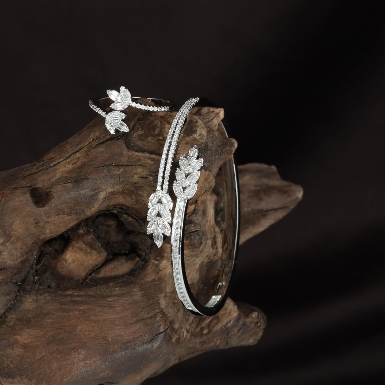 Celestia Petal Kada with Coordinated Finger Ring Design