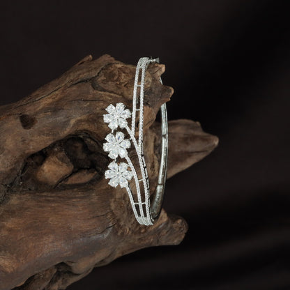 Grand Floral Vine Kada with Structured Crystal Finish