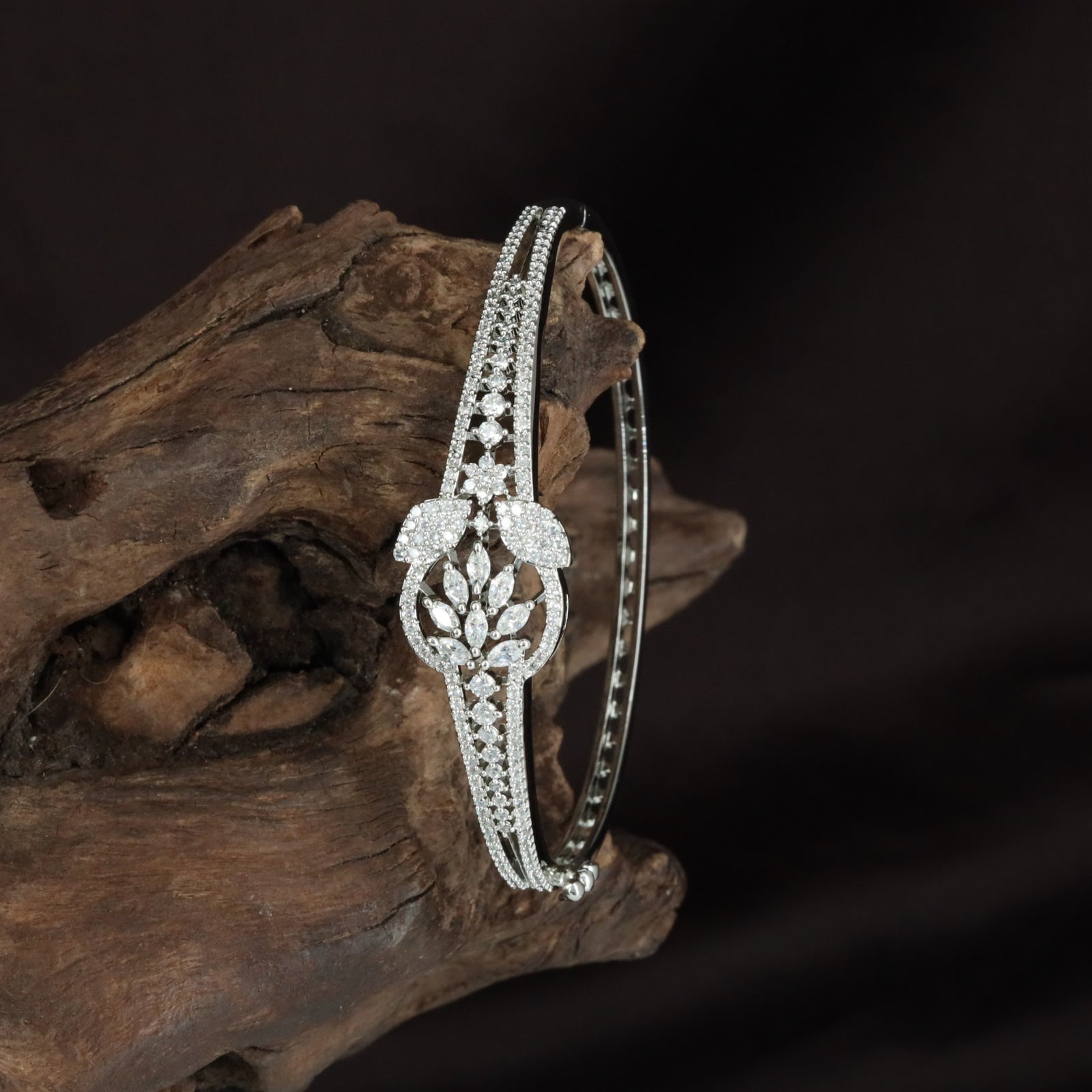 Designer Petal Band Kada with Structured Crystal Styling