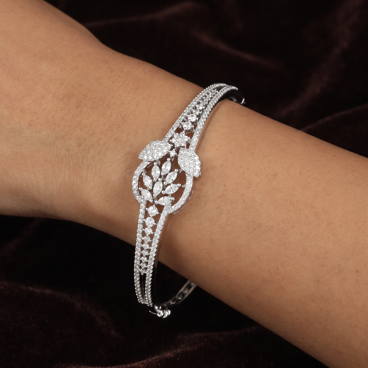 Designer Petal Band Kada with Structured Crystal Styling