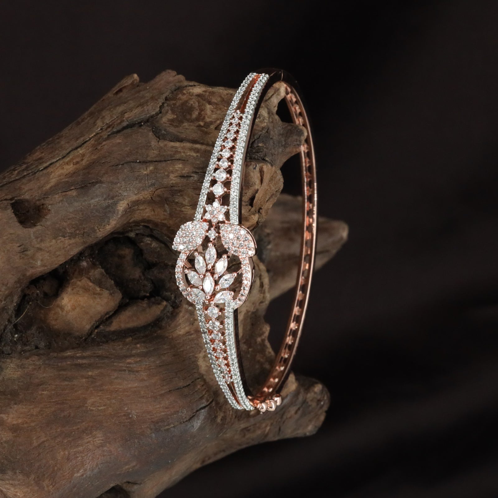 Designer Petal Band Kada with Structured Crystal Styling