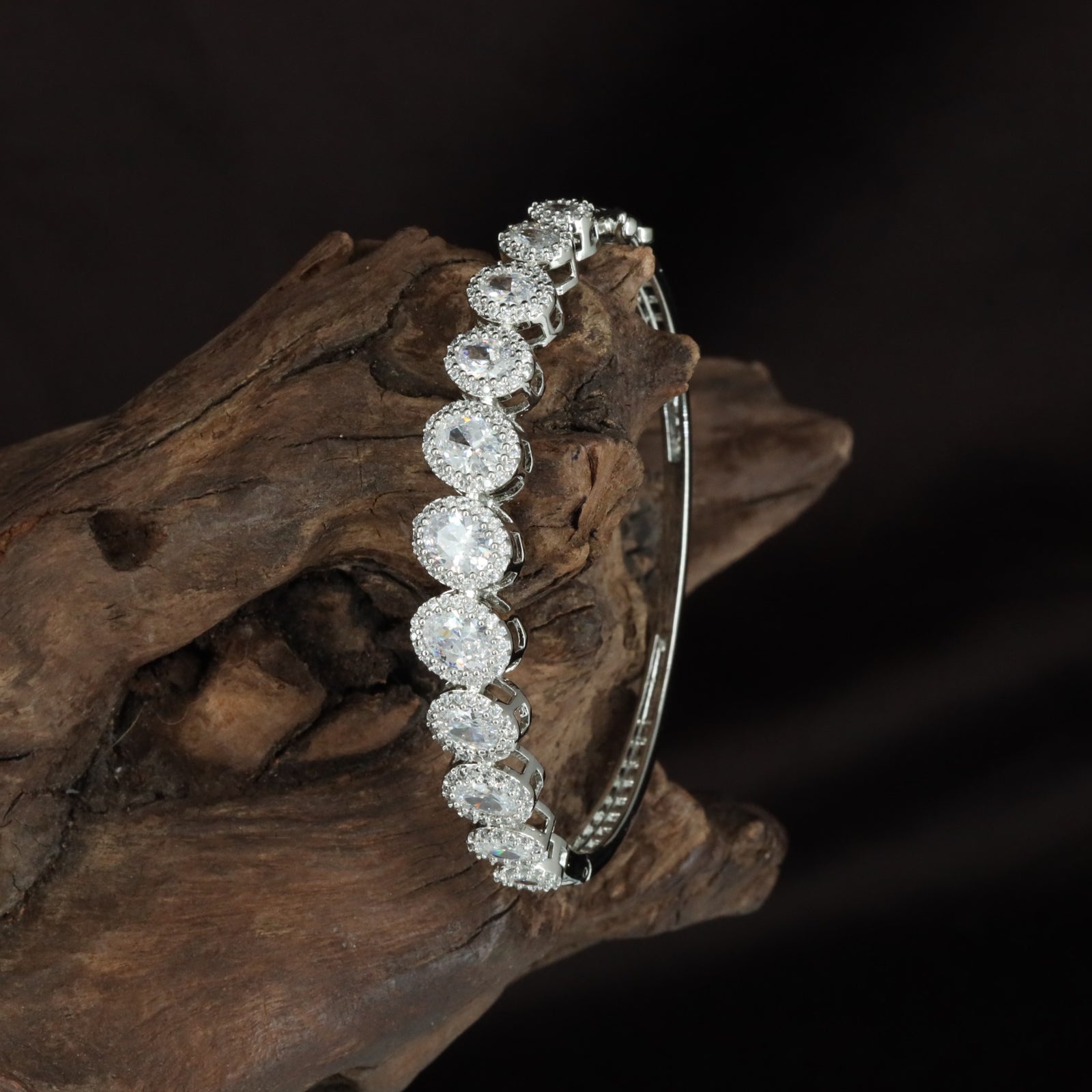 Premium Round Arch Kada with Symmetrical Crystal Rows