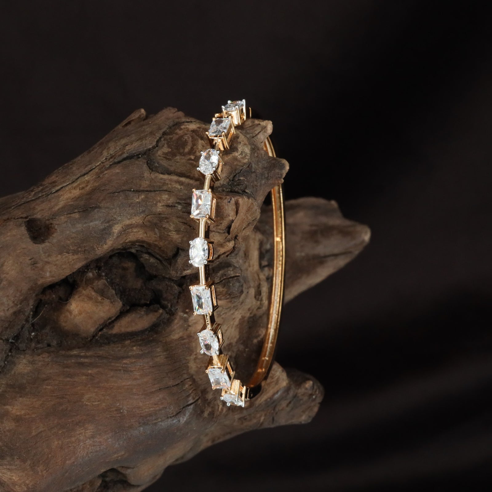 Woven Square Kada with Structured Crystal Styling