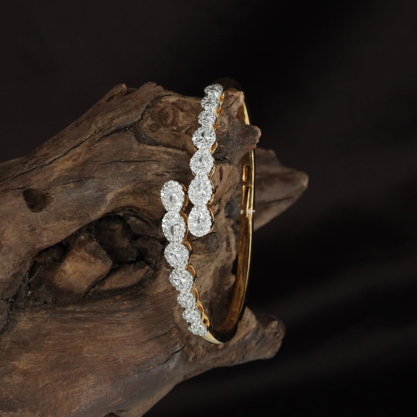 Eternity Floral Kada with Layered Stone Arrangement