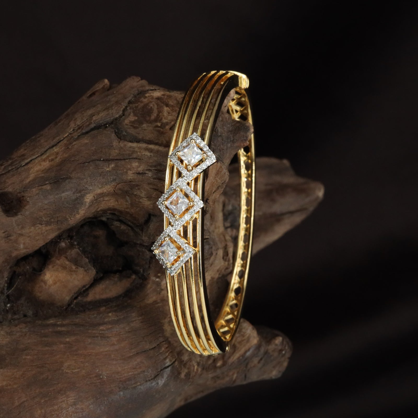 Iconic Panel Kada with Multi Line Crystal Styling