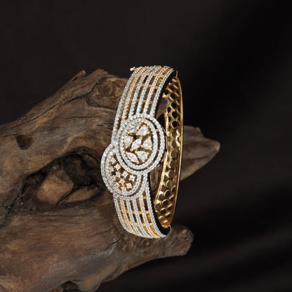 Designer Broad Gj Kada with Circular Floral Motif