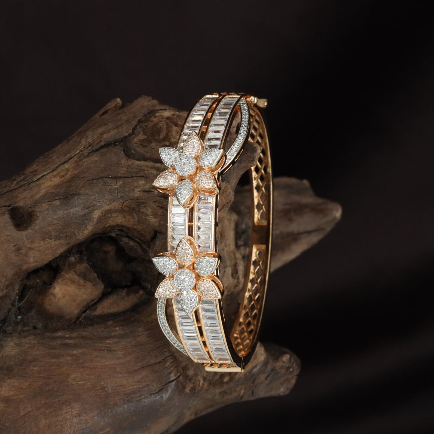 Floral Kada with Raised Twin Bloom Detailing