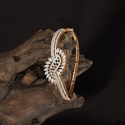Open Petal Crystal Kada with Refined Floral Detailing