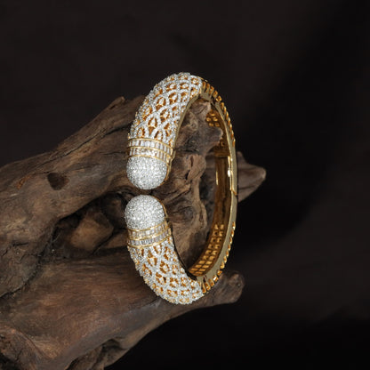 Pear Dome Crystal Kada with Open Curve Detailing