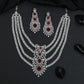 Rhodium Necklace Set with Intricate Scrollwork and Dangler Earrings