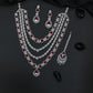 Grand Rhodium Long Haara Set with Cascading Floral Patterns