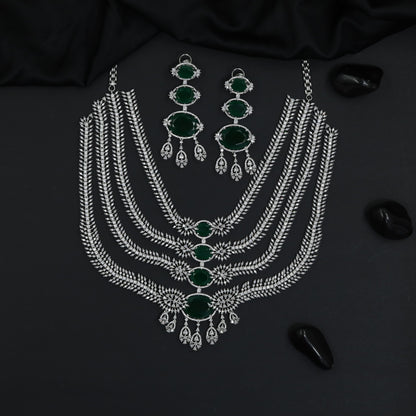 Premium necklace set with floral clusters and cascading drape design