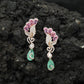 Decorative Floral Hanging Earrings with Cascading Drop Design