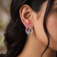 Floral Hoop Rose Gold Stud Earrings with Open Teardrop Design