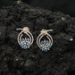 Floral Hoop Rose Gold Stud Earrings with Open Teardrop Design